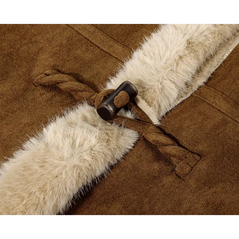 Abrigo de invierno forrado de felpa de ante 