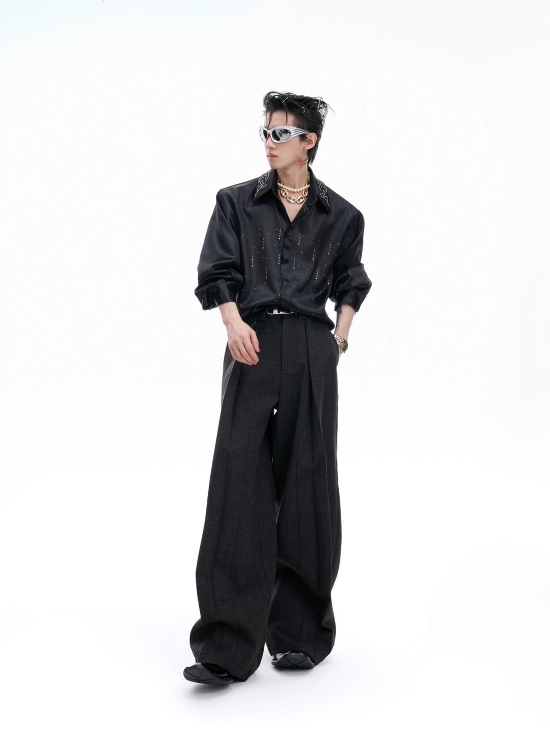 Satin Button-down Shirt