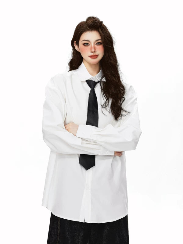 Camisa de botón casual de manga larga oversized 