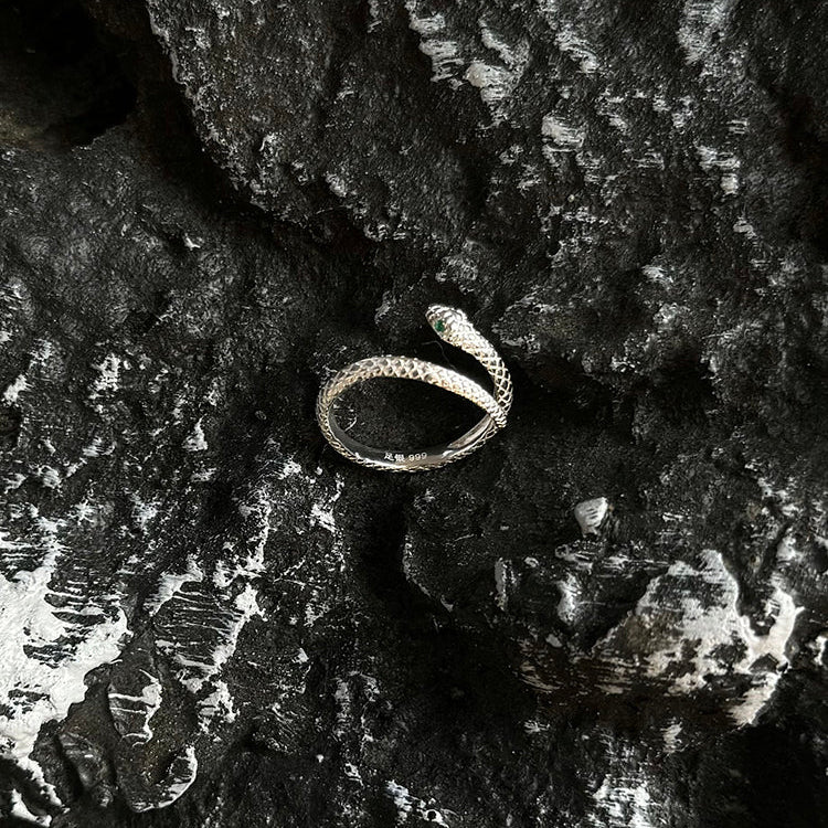 Pure Silver Snake Zodiac Adjustable Ring