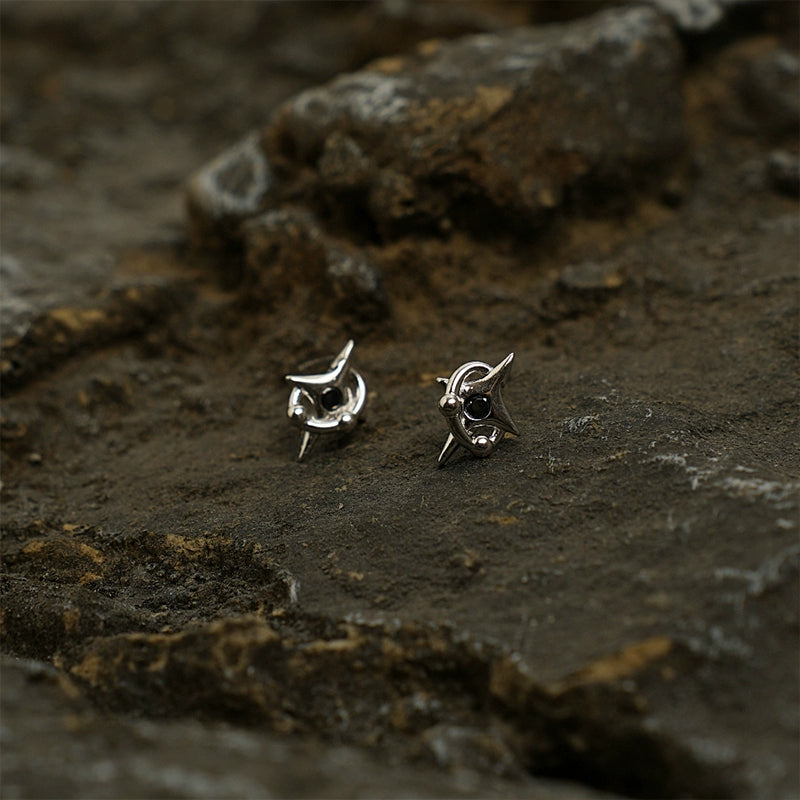 Sterling Silver Cross Planet Stud Earring