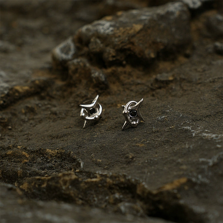 Sterling Silver Cross Planet Stud Earring