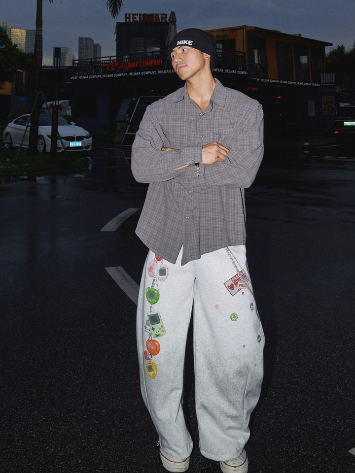 Håndmalede Graffiti Bred Ben Sweatpants 