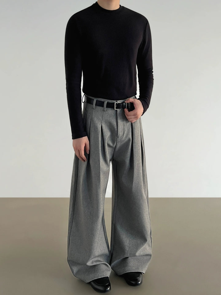 Pleated Linen Wide-Leg Pants