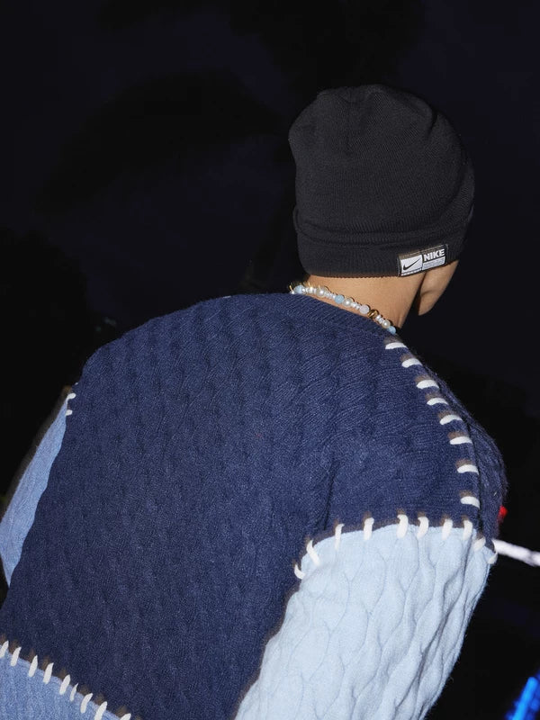 Cardigan en tricot colorblock décontracté 