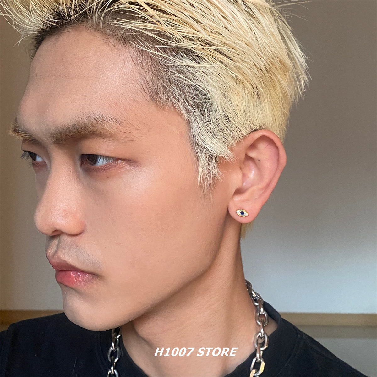 Evil Eye Titanium Steel Stud Earrings