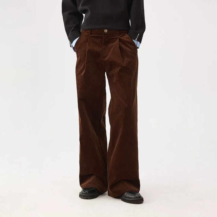 سروال قماش كوردوروي مستقيم الساق مع أزرار 