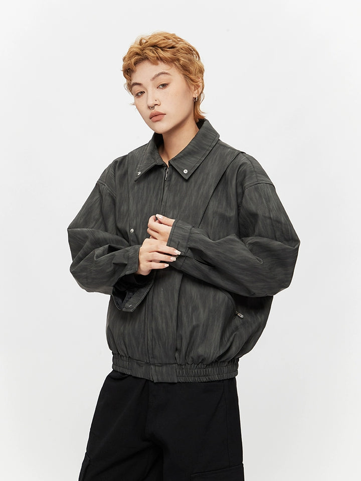 PU Leather Loose Cargo Jacket