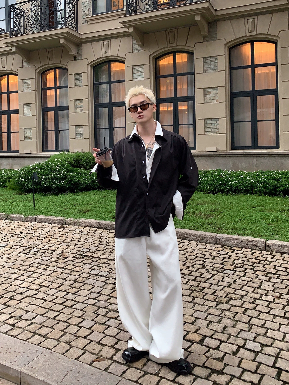 Double Layer Linen Blend Long Sleeve Shirt