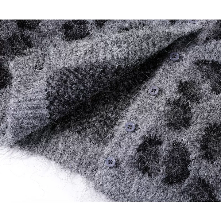 Leopard Print V-Neck Knit Sweater