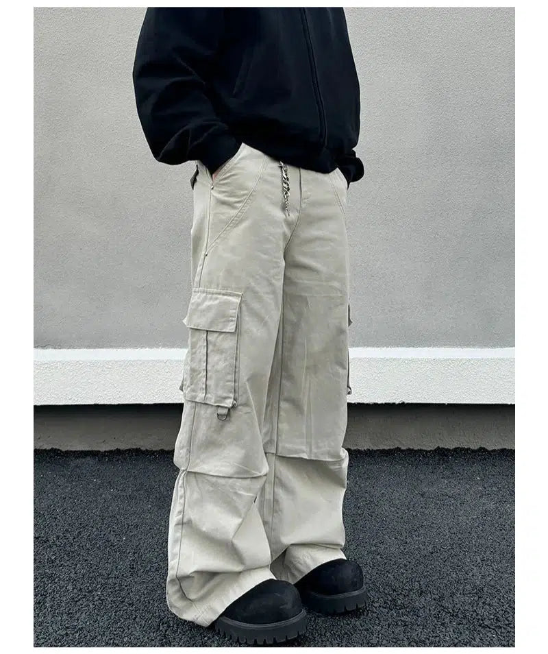 Multi-Pocket Flared Cargo Pants