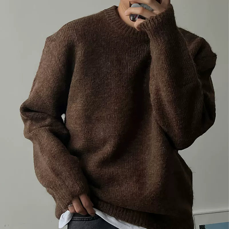 بلوزة محبوكة فضفاضة بقصة رقبة دائرية 