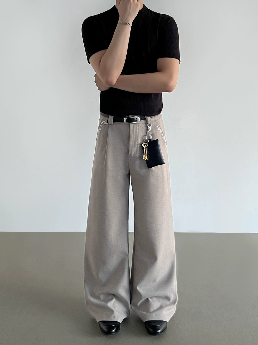 Pantaloni casual a gamba dritta svasati retro 