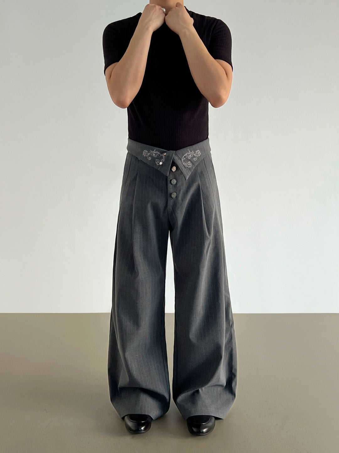 Pleated High Waist Wide Leg Pants