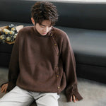 Metal Button High Collar Sweater