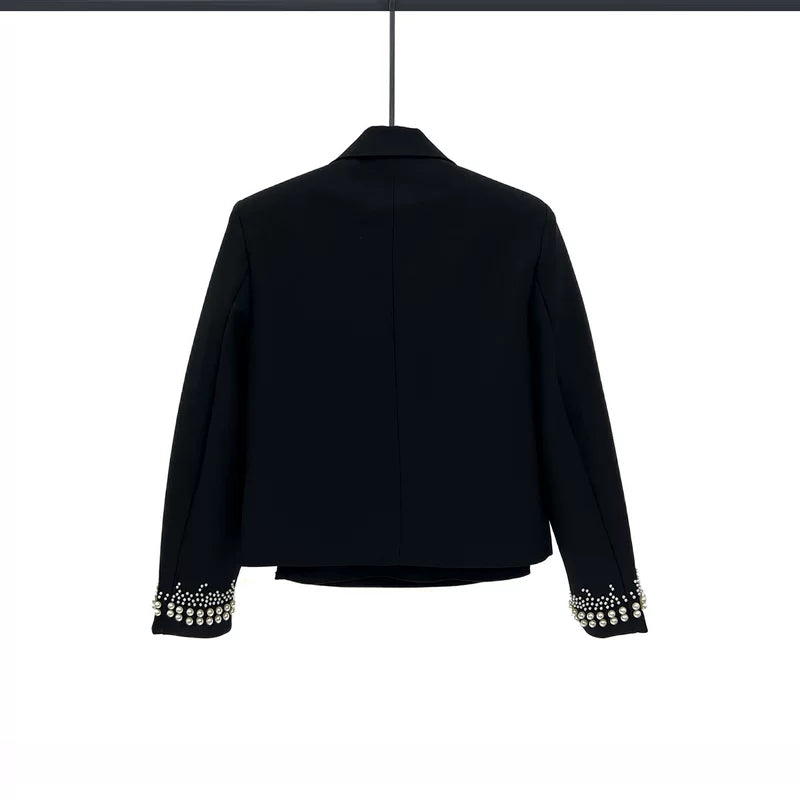 Boncuklu Süslemeli Kısa Takım Ceket 