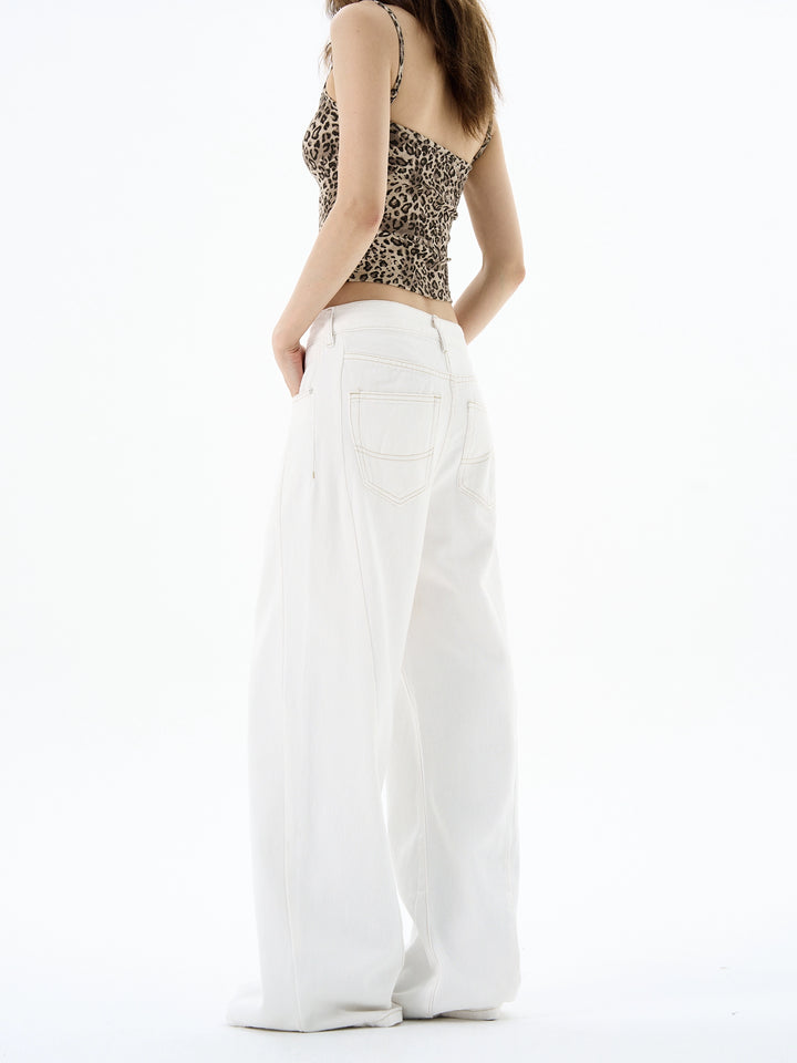 Pantalones de mezclilla de pierna ancha de moda 