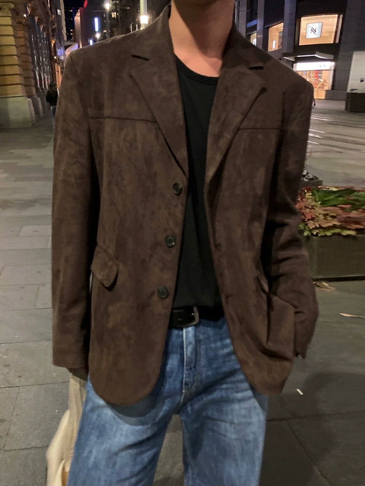 Veste de costume décontractée à coupe ample avec col 