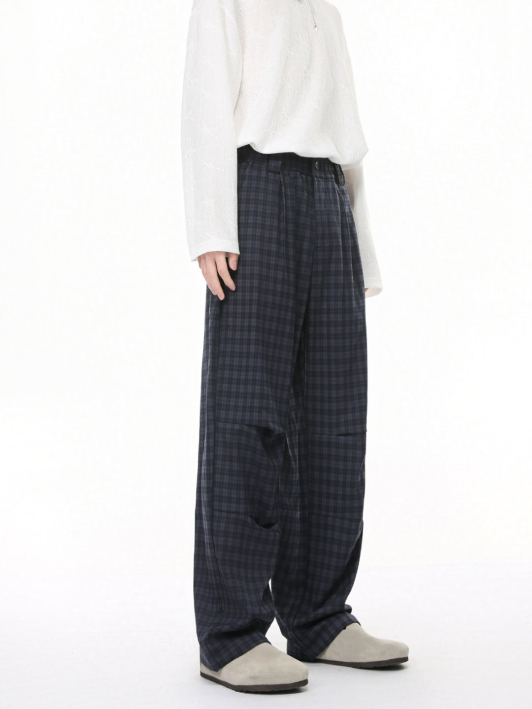 Plaid Elastic Waist Casual Pants