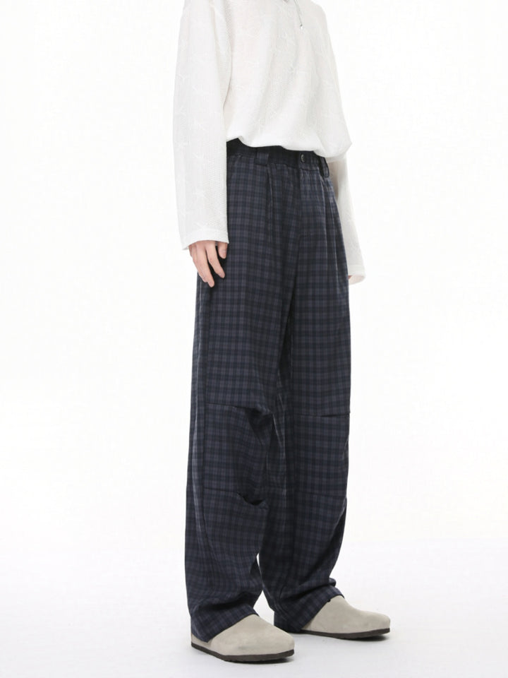 Plaid Elastic Waist Casual Pants