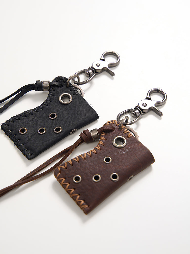 Braided Leather Belt Keychain Pants Accessory
