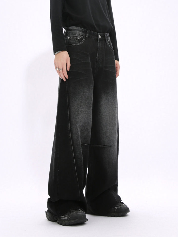 Wide-Leg Raw Edge Jeans