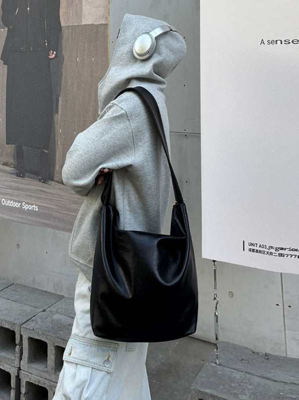 Bolsa Tote de Ombro Único em Couro PU Retro 