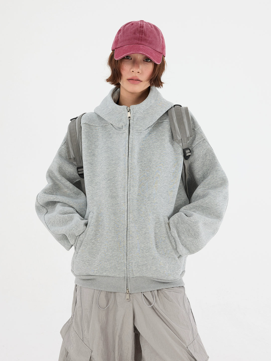 Hoge kraag rits-up hoodie sweatshirt 