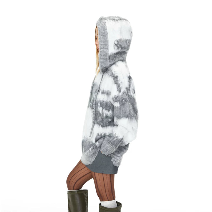 Plush Hooded Knit Pullover Sweater