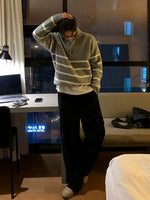 Half-Zip Striped Sweater