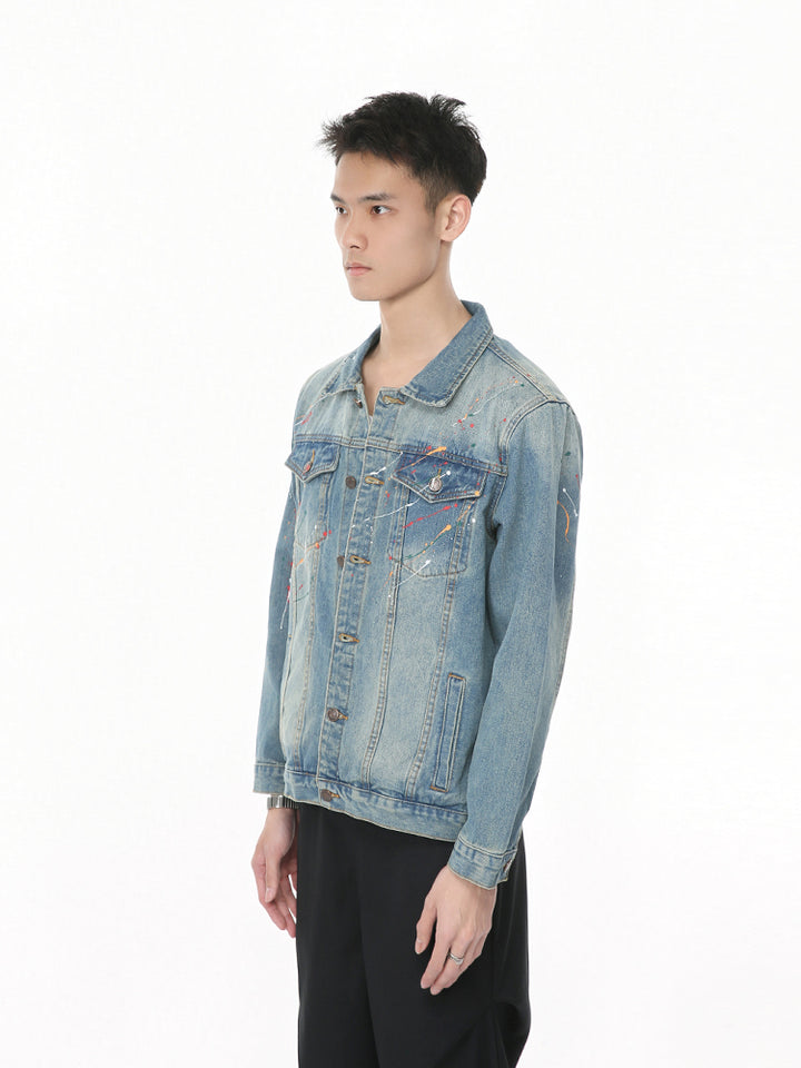 Veste en denim éclaboussée d'encre 