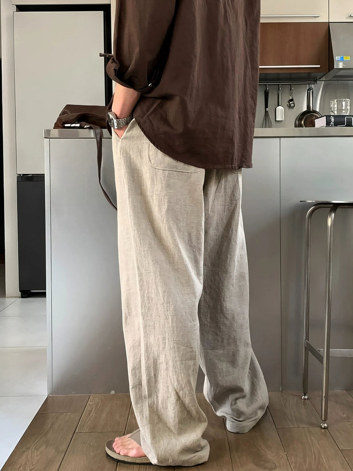 Linned Casual Bred Benløse Bukser 