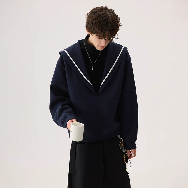 Sailor Collar High-Neck Sweatshirt