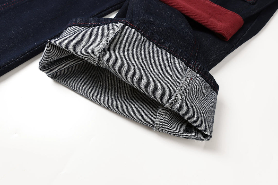 Bredbenet denim lappverk midjebukser 