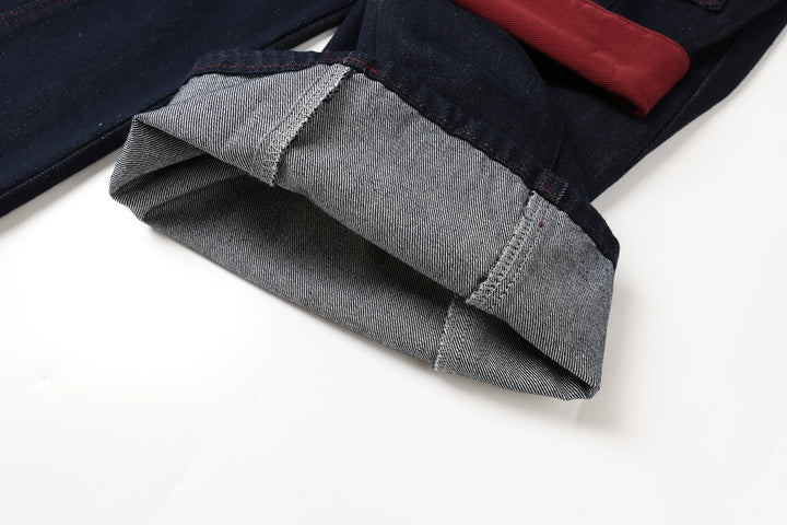 Bredbenet denim lappverk midjebukser 