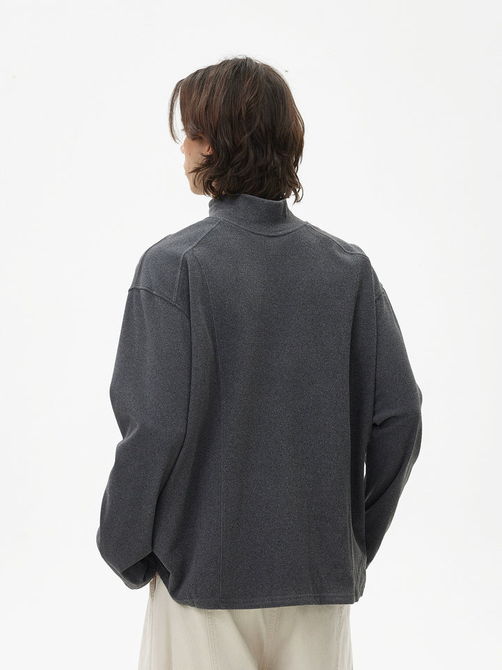 Velvet Mock Neck Long Sleeve Pullover