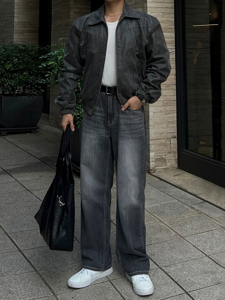 Retro Löst Passform Krage Zip Jacka 
