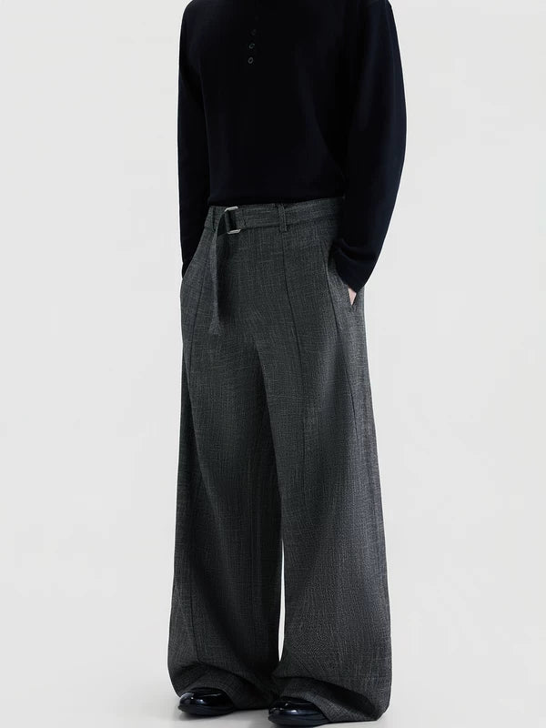 Brede Been Wolmix Met Ceintuur Broek 