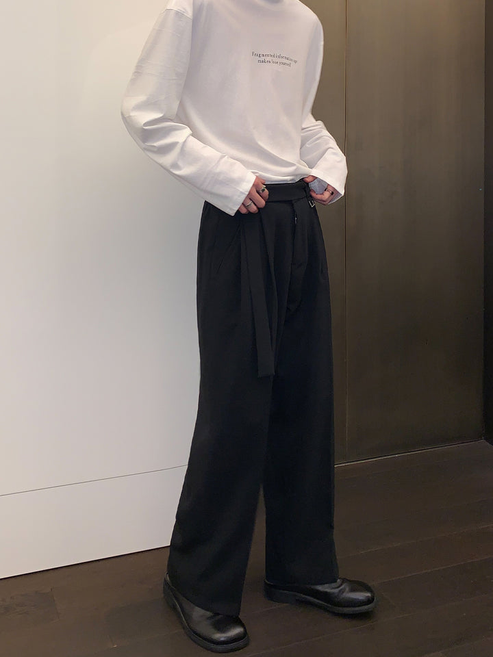 Lace-Up Wide-Leg Casual Pants