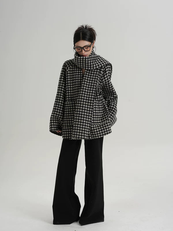 Плаидовый шершащий шарф-воротник 