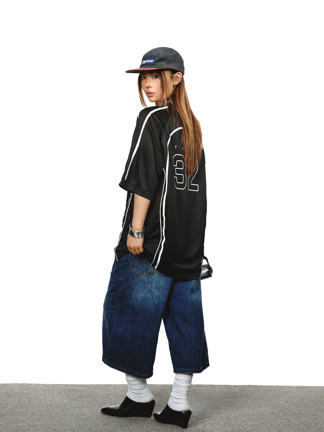 Contrast Stitching Loose Jersey T-Shirt