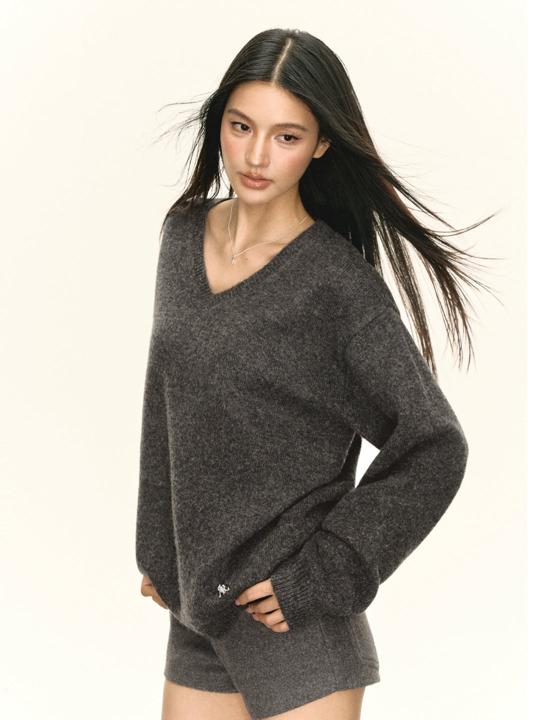 Pull en maille à col en V 