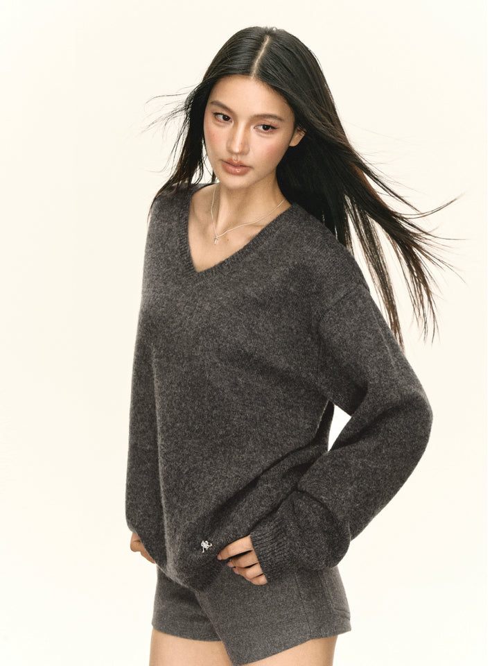 Pull en maille à col en V 
