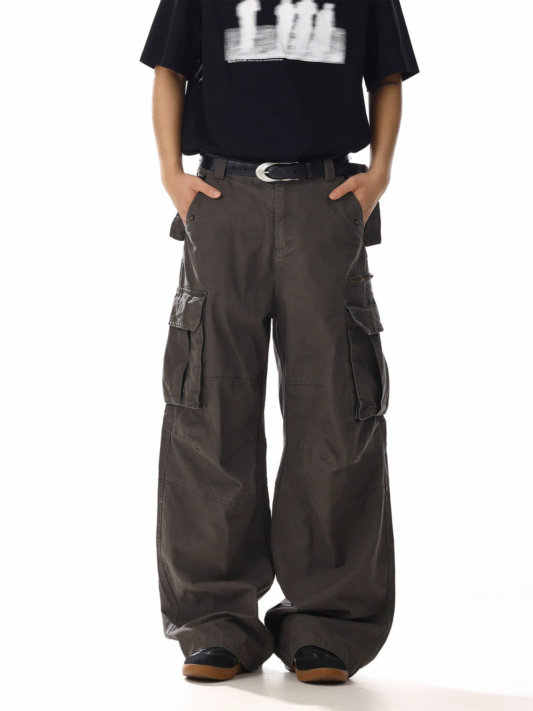 Pantalons cargo décontractés à jambes larges et amples 