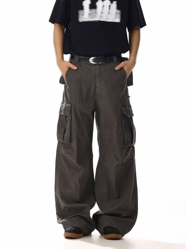 Pantalons cargo décontractés à jambes larges et amples 