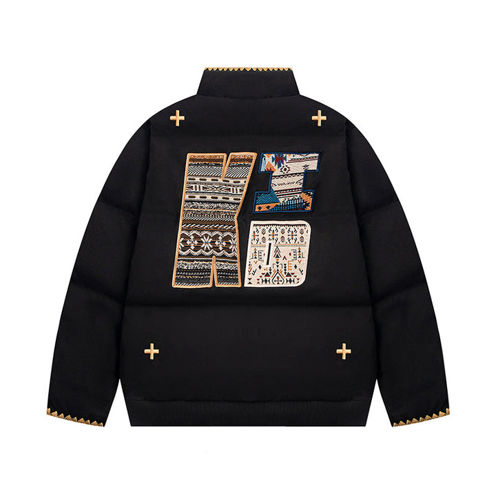 Embroidered Ethnic Style Insulated Cotton Jacket