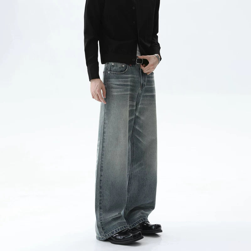 Washed Distressed Straight Leg Pants