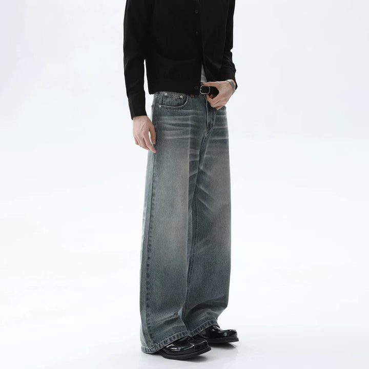 Washed Distressed Straight Leg Pants