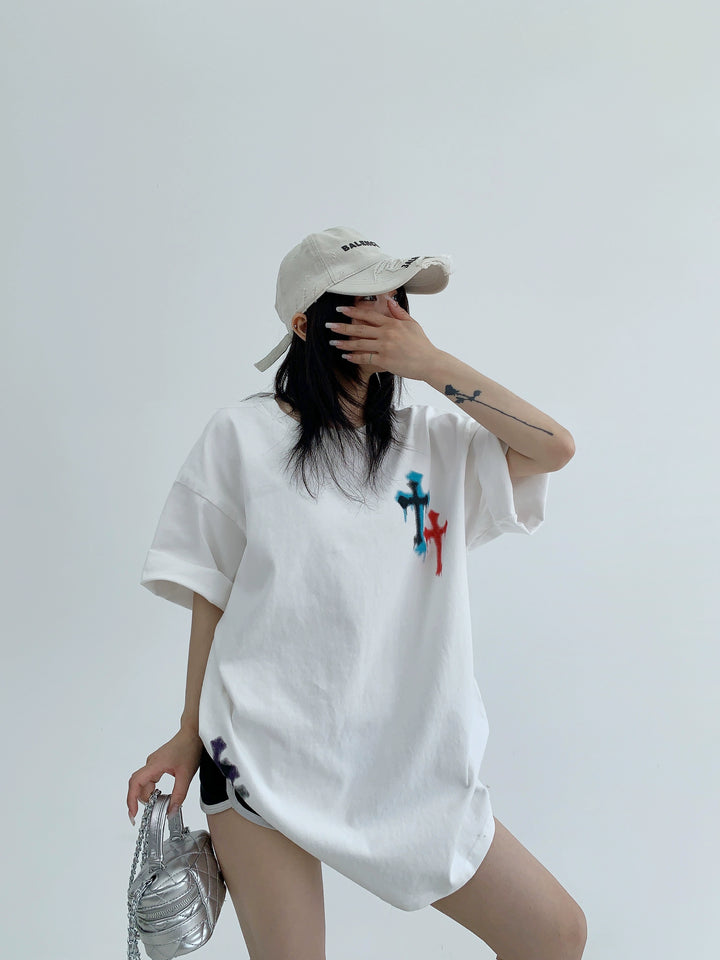 T-shirt ample en coton avec impression graffiti 