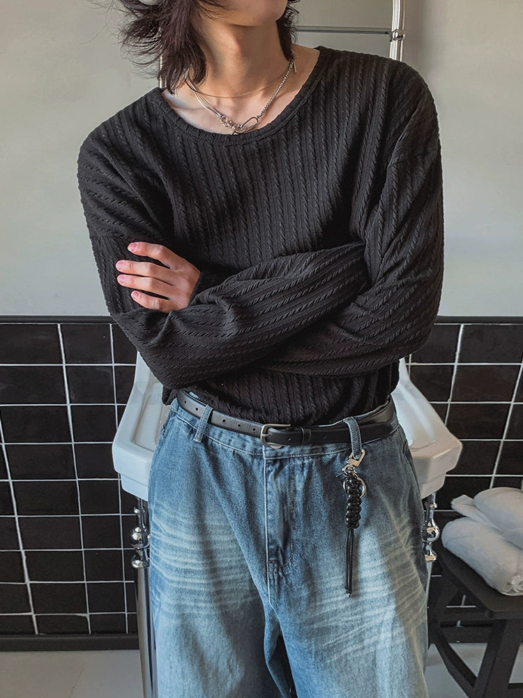 Long Sleeve Ribbed Knit Pullover Top